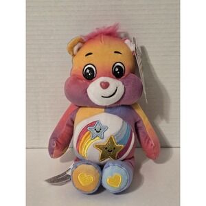 Care Bears 9" Bean Plush Dare to Care Bear Tie-Dye & Glitter Belly New with Tags